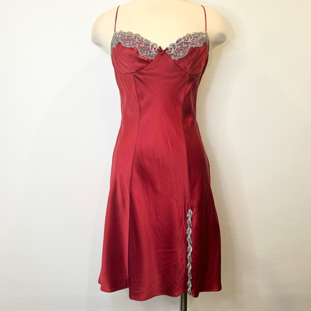 Vintage 100% silk  90s Victoria's Secret Red Slip Dress